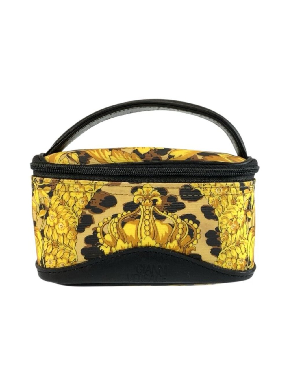 Versace Sunburst Leopard Print Yellow Black Gold Pouch Vanity